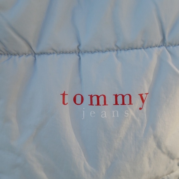 Tommy Jeans Vest by Tommy Hilfiger Light Blue with Red and White Letters Nylon - Picture 2 of 5